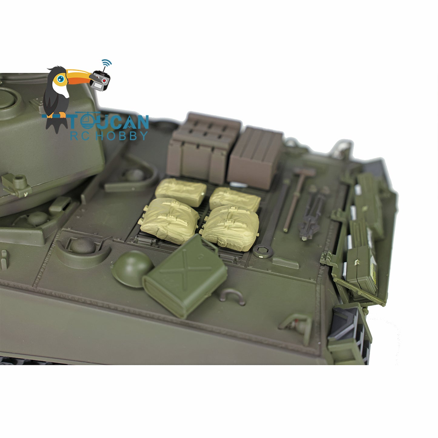 Henglong 1/16 7.0 Plastic M4A3 Sherman RC Tank 3898 360 Degree Turret Rotation FPV Infrared Combating System Barrel Recoil