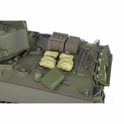 US Stock 2.4Ghz Henglong 1/16 Scale 7.0 Plastic Version M4A3 Sherman 3898 RTR RC Tank Model BB IR Smoke 340 Degree Turret Metal Barrel