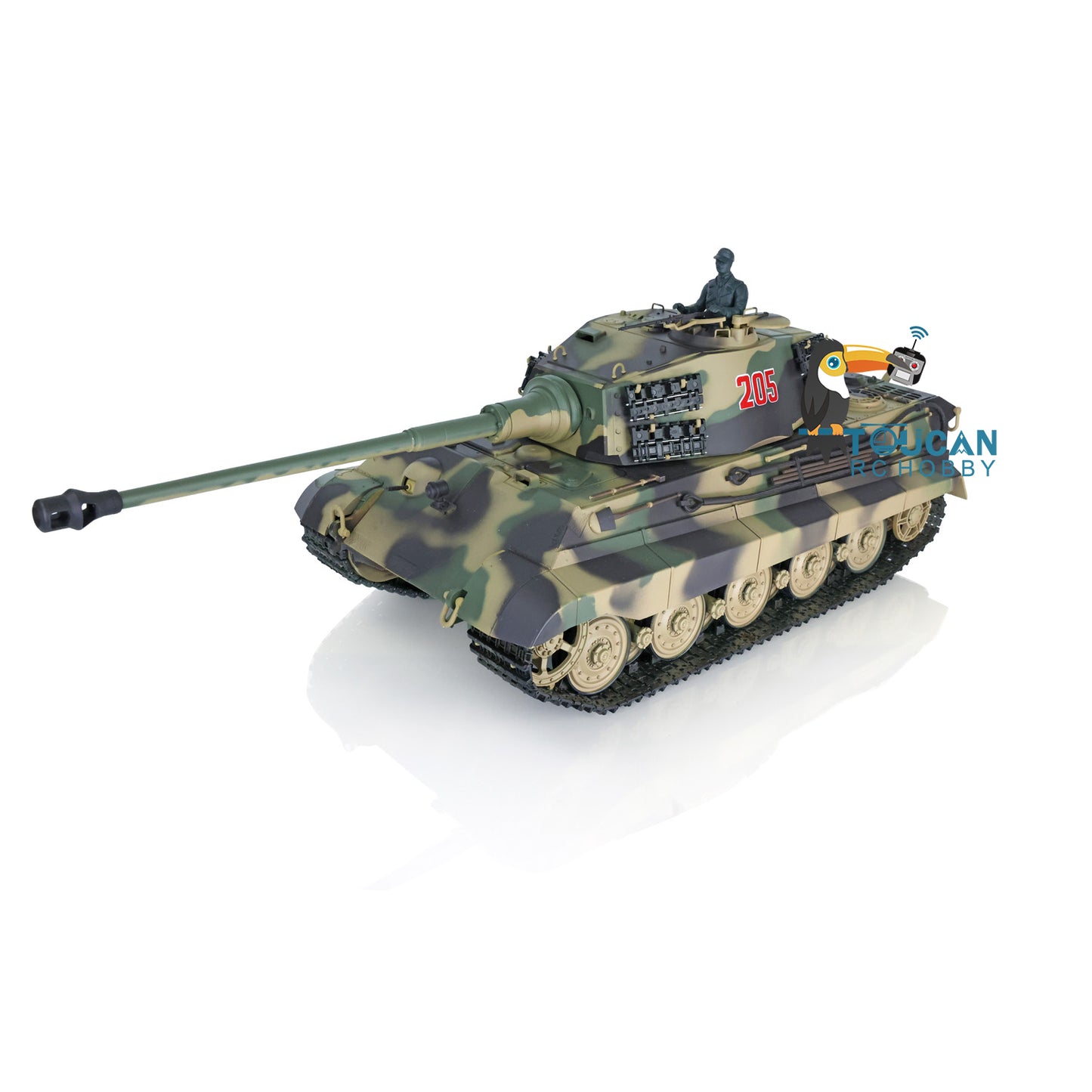 Henglong 1/16 7.0 Plastic 3888A German King Tiger RC Tank Barrel Recoil 360 Degree Turret Rotation Infrared Combating System
