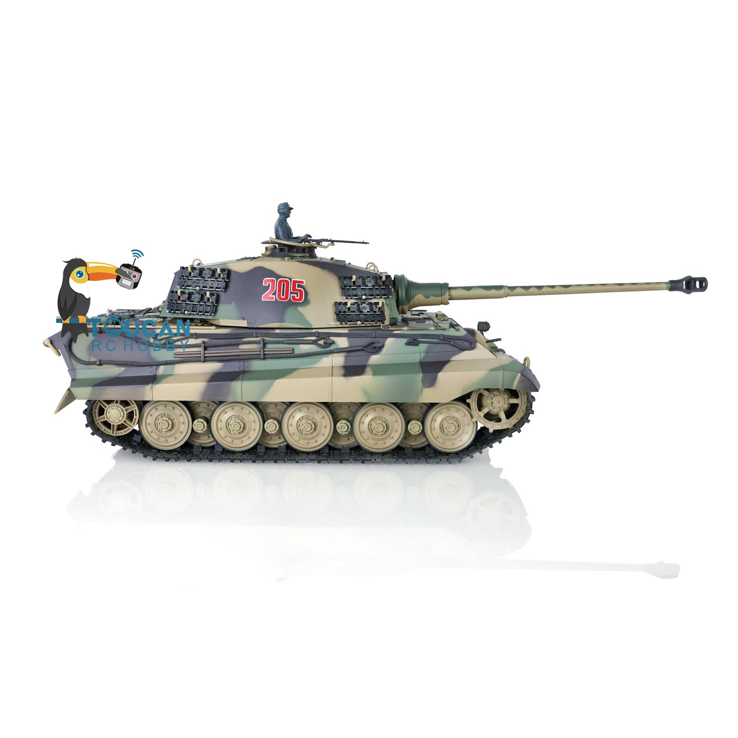 2.4G Henglong 1/16 Yellow 7.0 Plastic German King Tiger RTR RC Tank Model 3888A Radio Control Infrared Combating System Metal Barrel