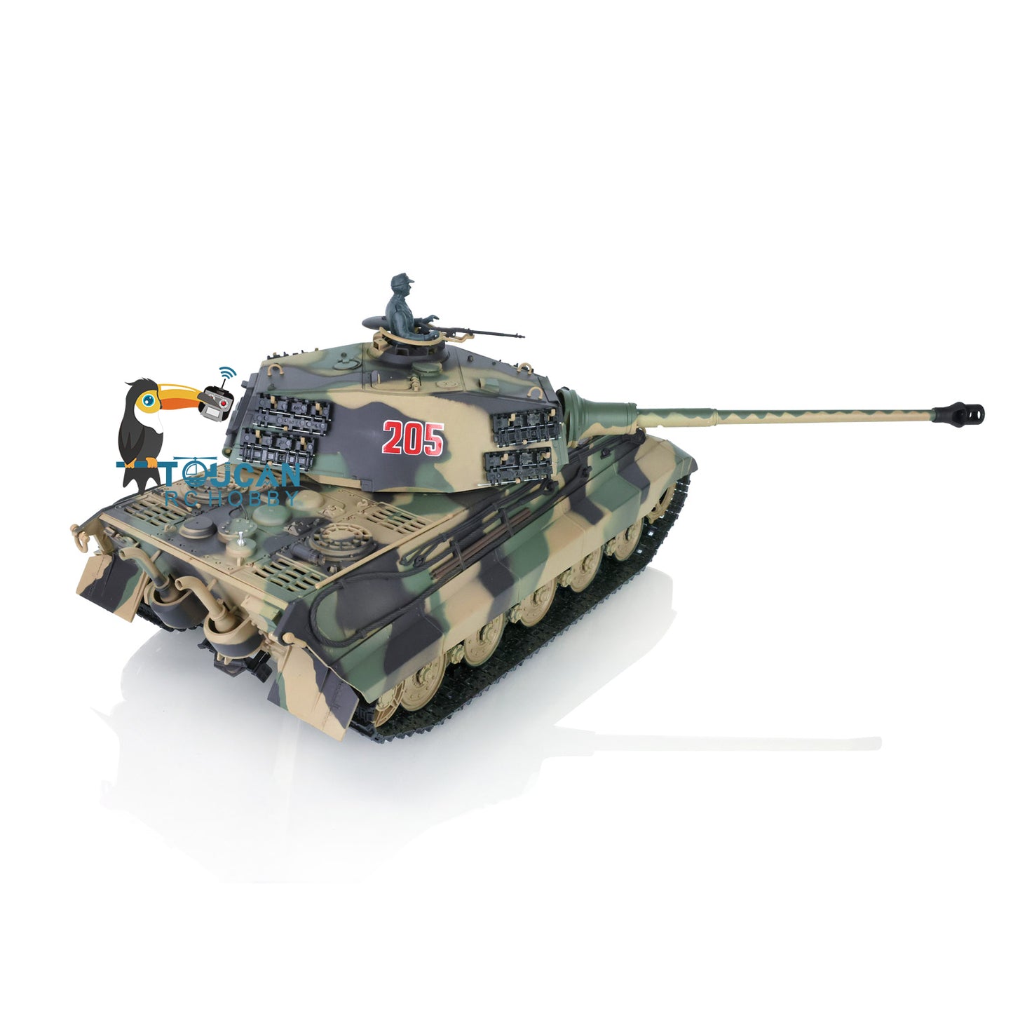 Henglong 1/16 7.0 Plastic FPV King Tiger RC Tank 3888A 360 Degree Turret Barrel Recoil Infrared Combating BB System Metal Barrel