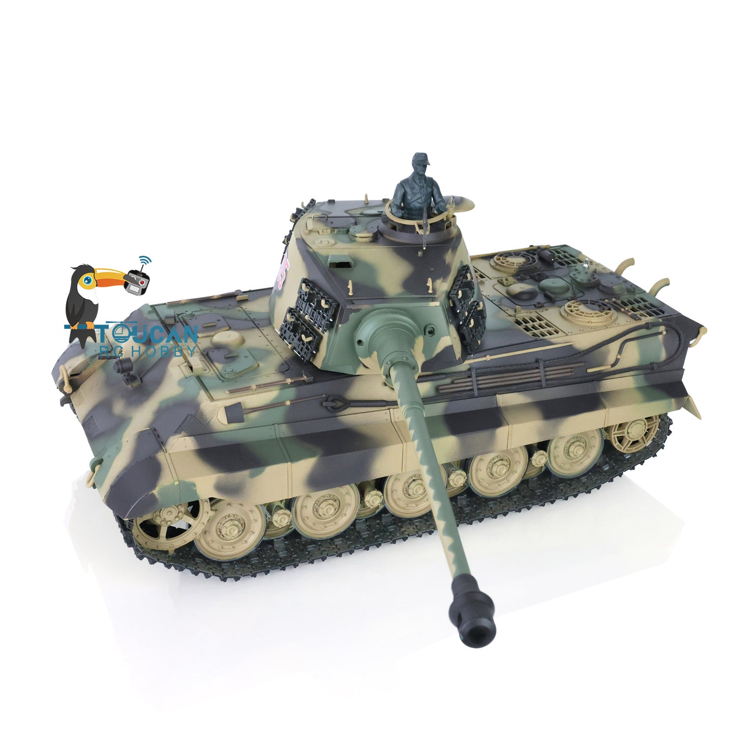Henglong 1/16 7.0 Plastic 3888A German King Tiger RC Tank Barrel Recoil 360 Degree Turret Rotation Infrared Combating System