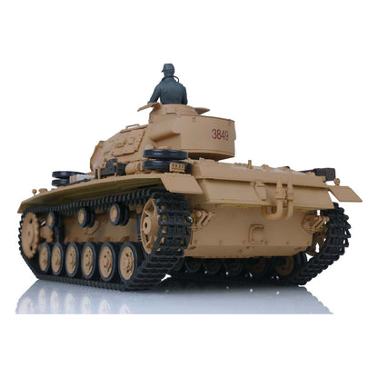 Henglong Plastic 1/16 7.0 3848 3849 Panzer III H L RC Tank FPV Steel Driving Gearbox 360 Degree Turret Infrared System BB Smoke Unit Metal Barrel