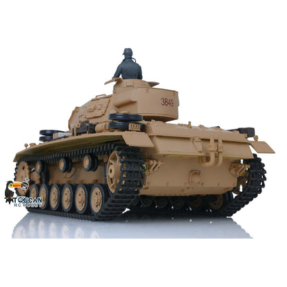 2.4G Henglong 1/16 7.0 Plastic German Panzer III H RTR RC Tank 3849 Metal Barrel Infrared Combating System 360 Degree Turret Rotation