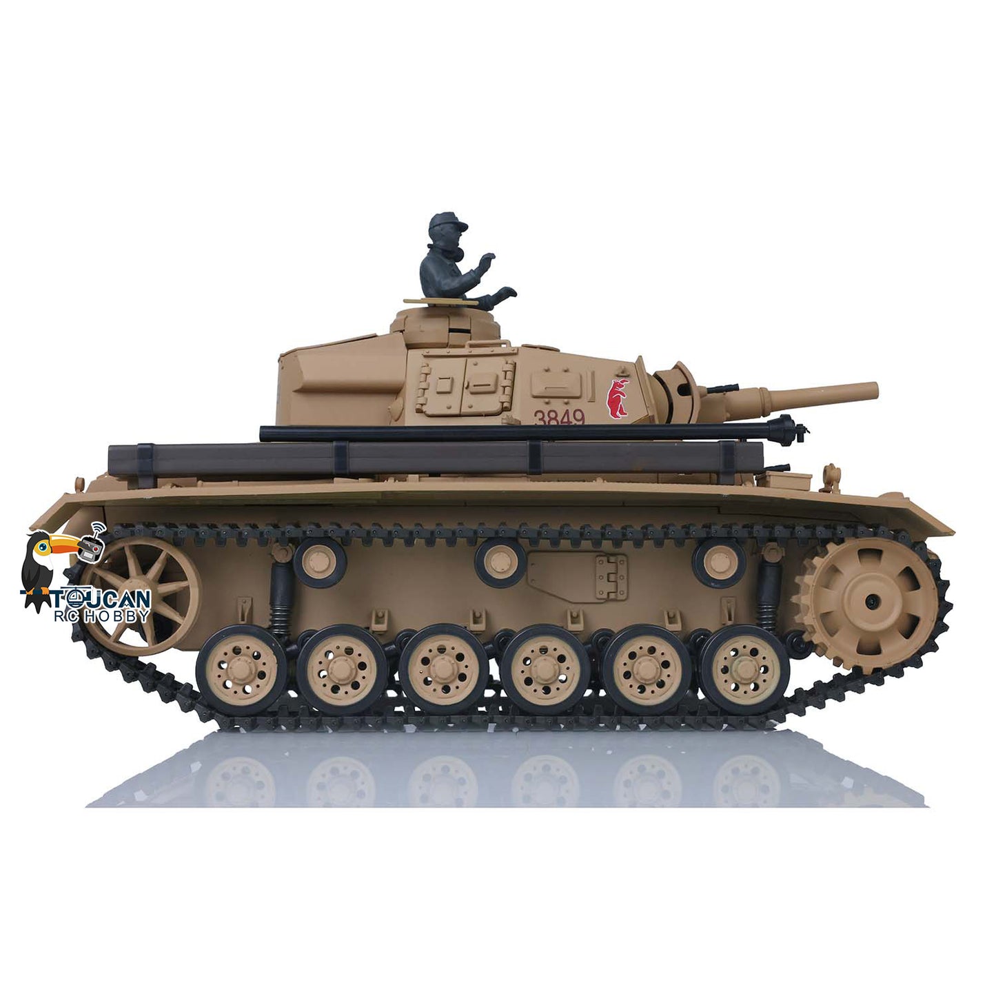 2.4G Henglong 1/16 7.0 Plastic German Panzer III H RTR RC Tank 3849 Metal Barrel Infrared Combating System 360 Degree Turret Rotation