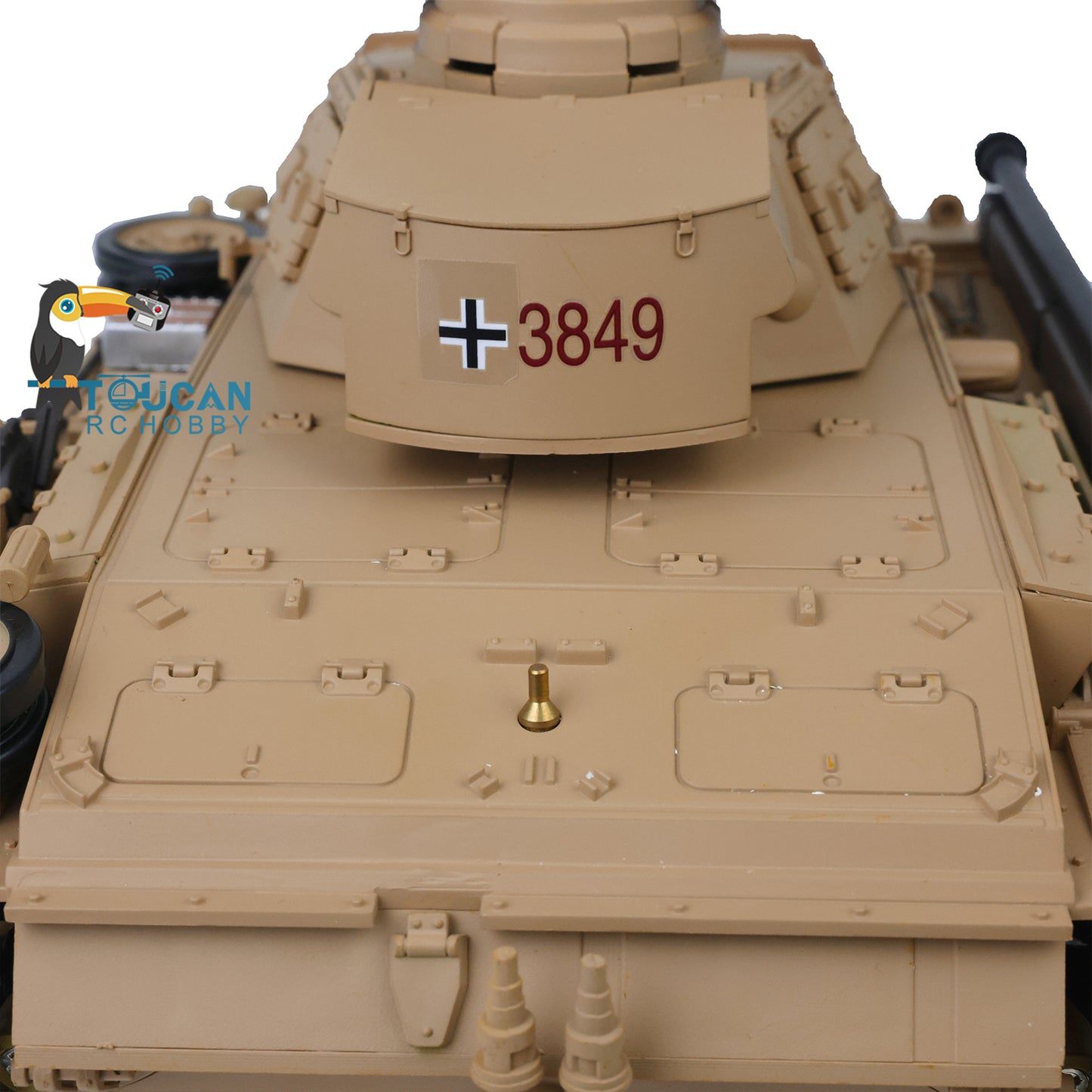 Henglong 1/16 RC Tank Model 3849 Plastic 7.0 Panzer III H Remote Control Tank Model w/ Turret Smoking Gearbox Engine Sound Road Wheels