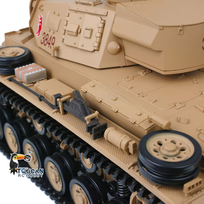 Henglong 1/16 Plastic 7.0 3848 3849 Panzer III H L RC Tank with FPV 360 Degree Turret Infrared System BB Smoke
