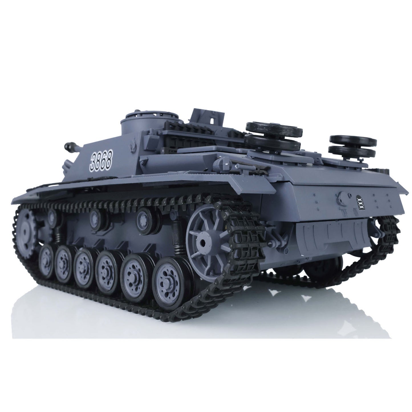US Warehouse 2.4Ghz Henglong 1/16 Scale 7.0 Plastic German Stug III RTR RC Tank Model 3868 Smoke Unit Sound BB Shooting Unit IR