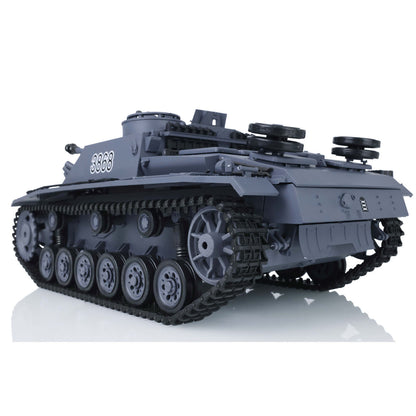 US Warehouse 2.4Ghz Henglong 1/16 Scale 7.0 Plastic German Stug III RTR RC Tank Model 3868 Smoke Unit Sound BB Shooting Unit IR
