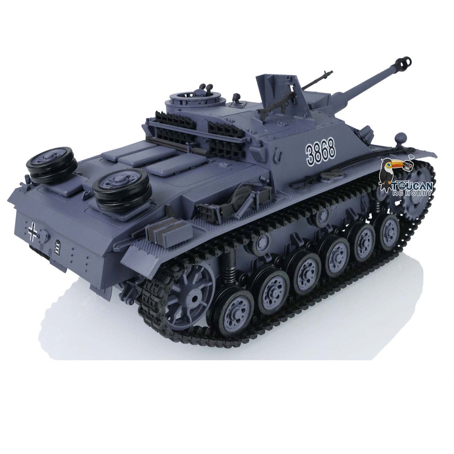 2.4G Henglong 1/16 Scale 7.0 Plastic German Stug III RTR RC Tank Model 3868 Remote Control Vehicle Metal Barrel Infrared Combating System