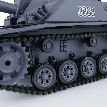 US Warehouse 2.4Ghz Henglong 1/16 Scale 7.0 Plastic German Stug III RTR RC Tank Model 3868 Smoke Unit Sound BB Shooting Unit IR
