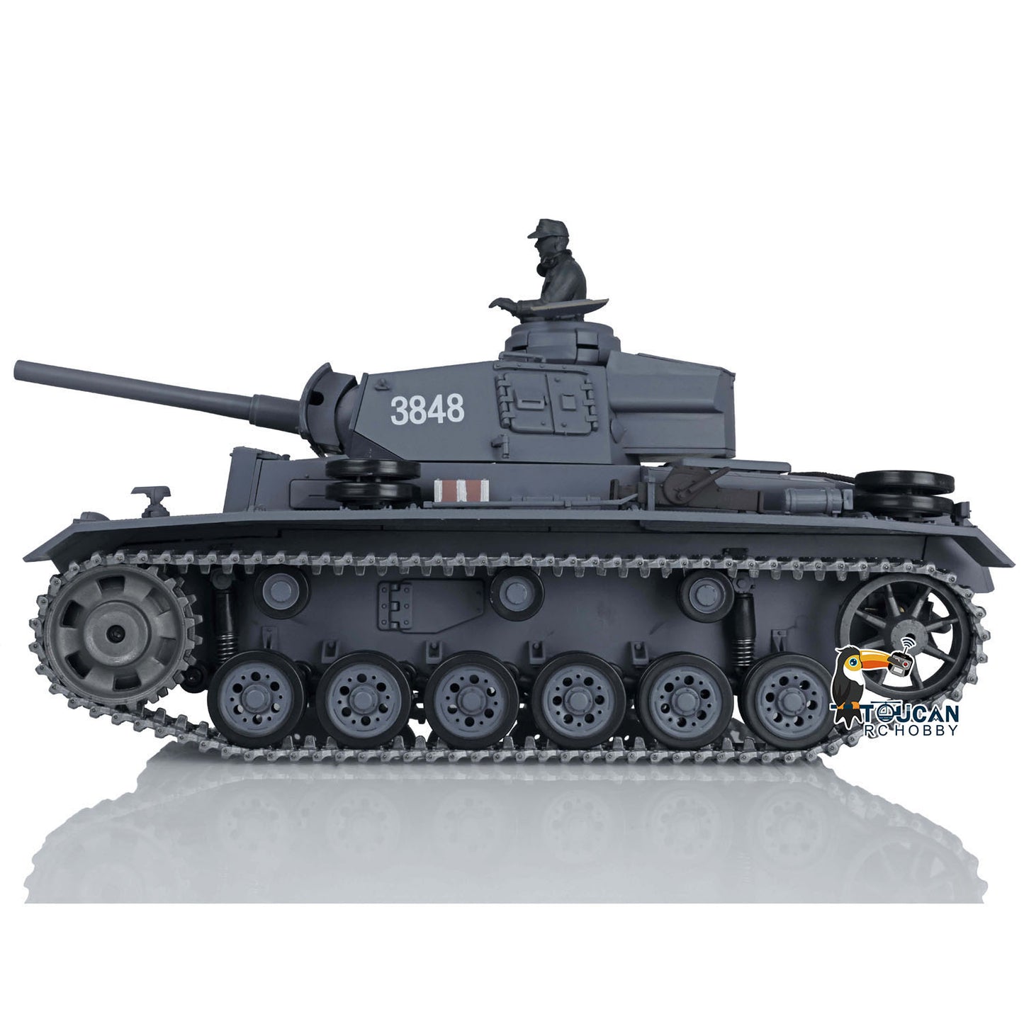 US Stock Henglong 1/16 7.0 Upgraded 3848 German Panzer III L RTR RC Tank BB Infrared Combat Smoke Sound Light Metal Gearbox Tracks Military Vehicle