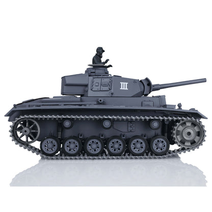 US Stock Henglong 1/16 7.0 Upgraded 3848 German Panzer III L RTR RC Tank BB Infrared Combat BB Smoke Metal Drive Idler Wheels Tracks Gearbox