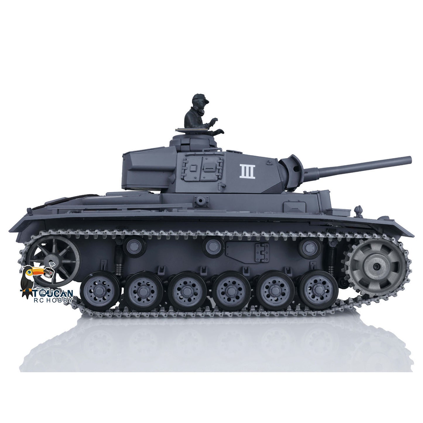 Henglong 1/16 7.0 RC Tank 3848 Upgraded Panzer III L Assembled Metal Tracks Sprocket Idlers Infrared Combat 360 Degree Turret Barrel Lifting Idle Smoke