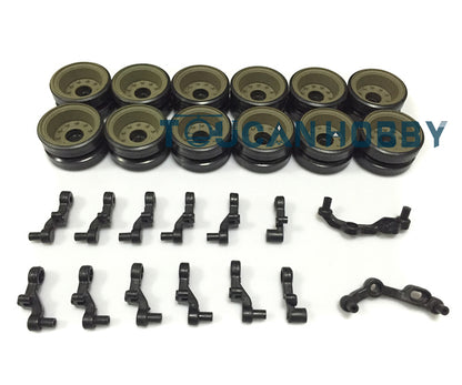 Plastic Tracks Sprockets Road Driving Wheels Suspension Bars Idlers Stickers Decoration Parts Bag For Henglong 1/16 USA M26 Pershing 3838 RC Tank