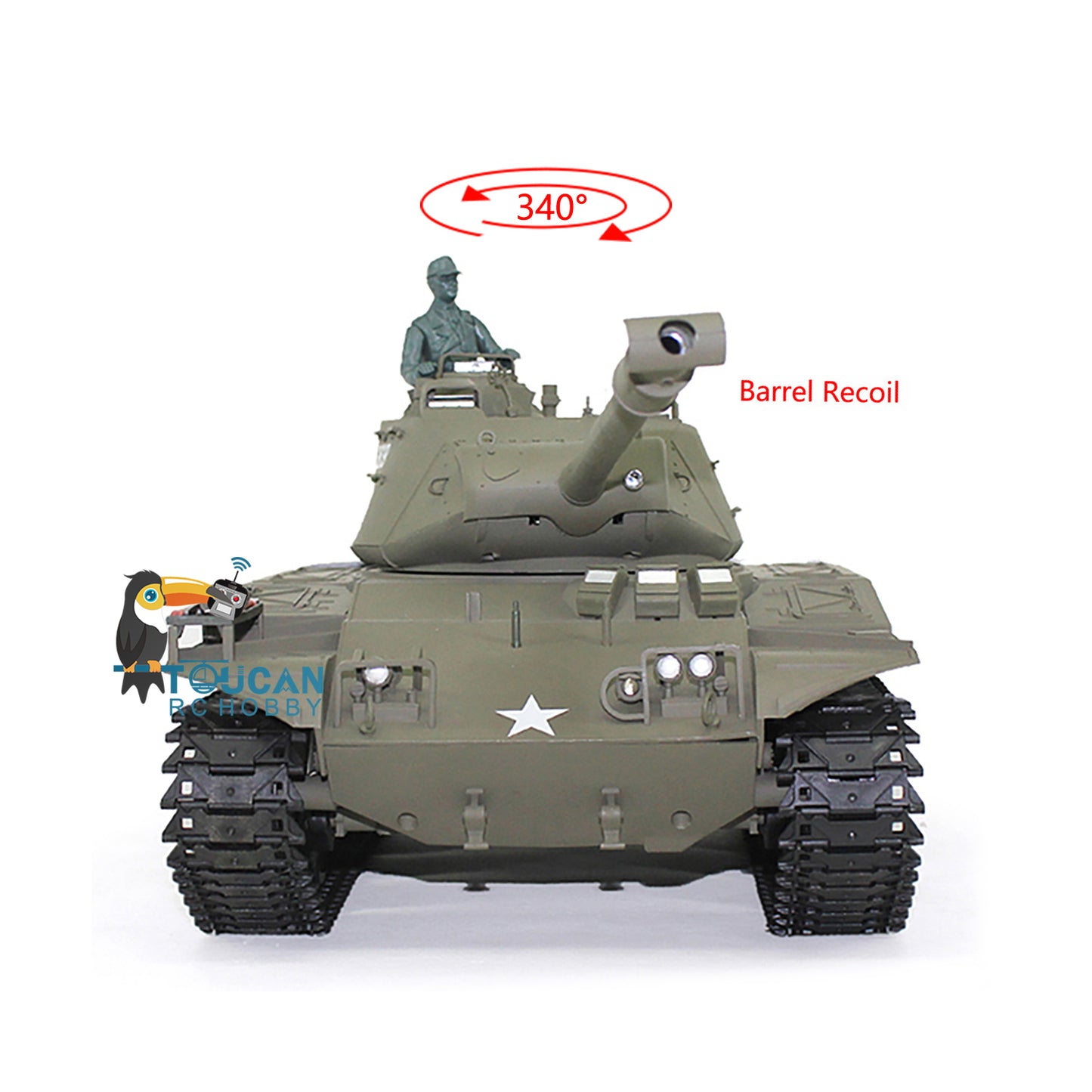 Henglong 1/16 TK7.0 Plastic USA Walker Bulldog M41A3 RTR RC Tank 3839 with Barrel Recoil Infrared Combat Sound Light BB Unit Smoke