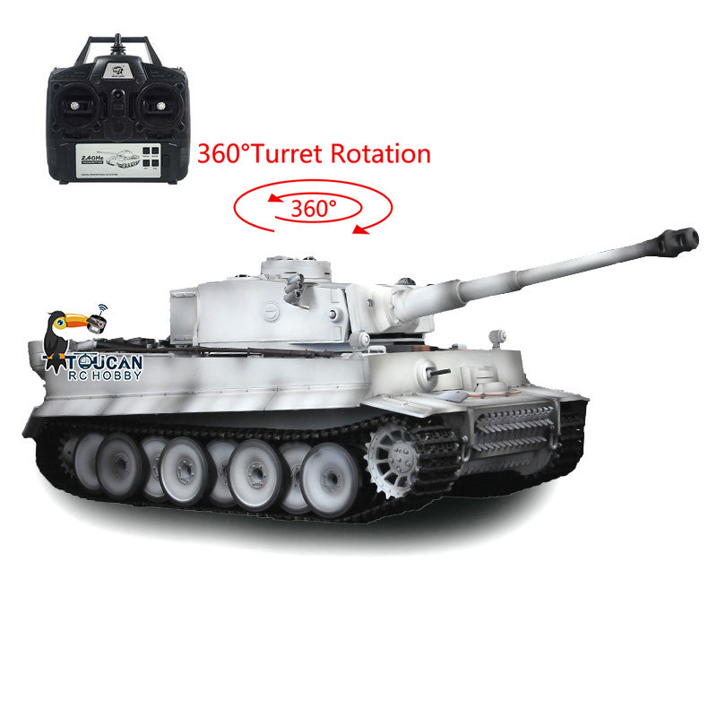 Henglong 1/16 RC Tank 3818 7.0 Tiger I Upgraded Assembled Metal Tracks Sprocket 360 Degree Turret Infrared Combating System Idle Smoke BB Unit Vehicle