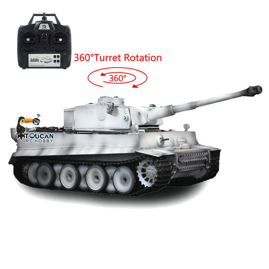 Henglong 1/16 RC Tank 3818 7.0 Tiger I Upgraded Assembled Metal Tracks Sprocket 360 Degree Turret Infrared Combating System Idle Smoke BB Unit Vehicle