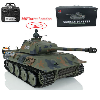 2.4Ghz Henglong 1/16 7.0 Plastic German Tiger I 3818/German Panther V 3819 RTR RC Tank 360 Degree Turret Rotation Infrared Combating System