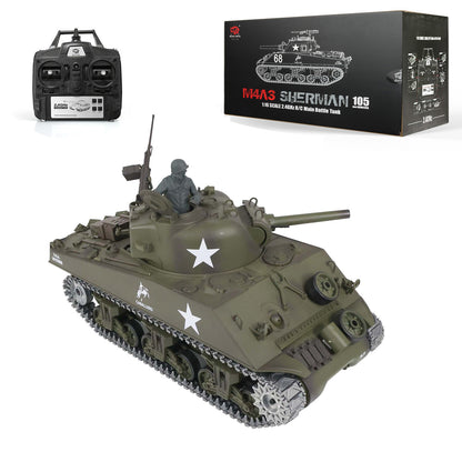 2.4G Henglong 1/16 7.0 Upgraded M4A3 Sherman 3898 RTR RC Tank BB IR Smoke Metal Tracks Drive Idler Wheels Gearbox Barrel
