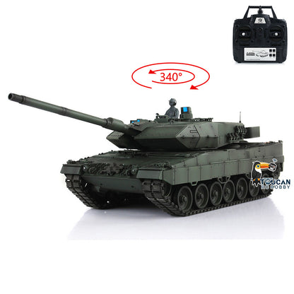 2.4Ghz Henglong 1/16 7.0 Plastic Ver Leopard2A6 RTR RC Tank Model 3889 BB IR Smoke 340 Degree Turret Light Sound Remote Control Military Model