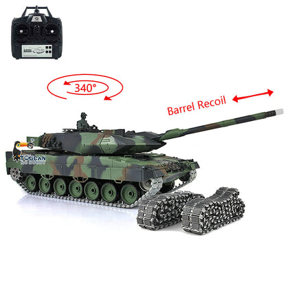 Henglong 1/16 7.0 Leopard2A6 RTR RC Tank 3889 BB IR Smoke Sound Light Metal Gearbox Track W/ Rubber Sprocket Wheels Option Barrel Recoil