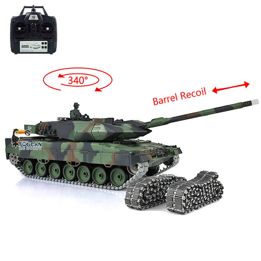 Henglong 1/16 7.0 Leopard2A6 RTR RC Tank 3889 BB IR Smoke Sound Light Metal Gearbox Track W/ Rubber Sprocket Wheels Option Barrel Recoil