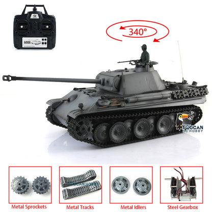 Henglong 1/16 7.0 Upgraded German Panther G RTR RC Tank 3879 Metal Tracks Sprocket Wheels BB Infrared Combating System Smoke 340 Degree Turret Sound Light