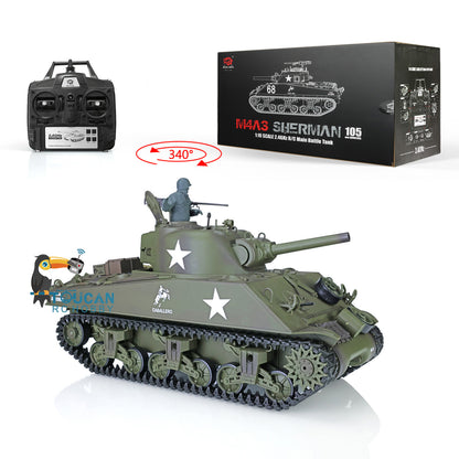 Henglong 2.4G 1/16 TK7.0 Plastic USA M4A3 Sherman 3898 RTR RC Tank with Barrel Recoil BB Infrared Combat Smoke Light Sound Metal Barrel