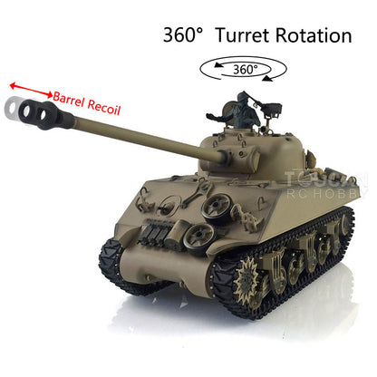 7.0 Henglong 1/16 Plastic RC Tank 3898 M4A3 Sherman Barrel Recoil Lifting Idle Smoke 360 Degree Turret Infrared Combat System BB Shooting Vehicle