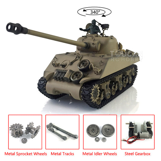 2.4G Henglong 1/16 7.0 Upgraded M4A3 Sherman RTR BB IR RC Tank Remote Control Military Vehicle Model 3898 Metal Tracks Sprocket Wheels