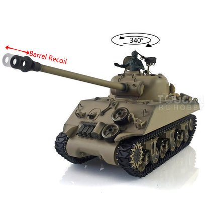 Henglong 2.4G 1/16 7.0 Plastic M4A3 Sherman 3898 RTR RC Tank Remote Control Military Vehicle Barrel Recoil BB IR Smoke Light Sound Metal Barrel