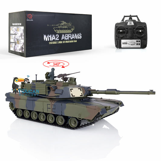 Henglong 1:16 Scale 2.4Ghz 7.0 USA M1A2 Abrams RTR RC Tank 3918 Model 340 Turret 1800MAH Battery Charger For Collections