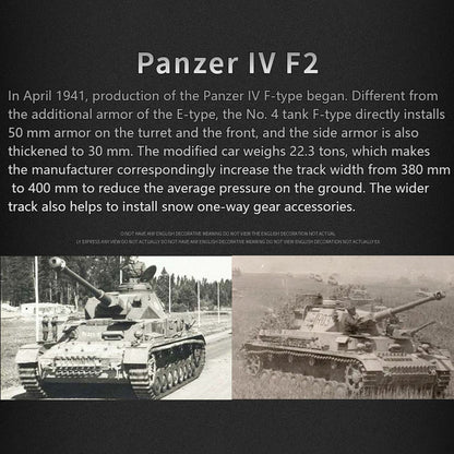 Henglong 3859 1/16 7.0 Plastic German Panzer IV F2 RTR RC Tank Model BB Infrared Combat System Steel Gearbox 1800mah Battery