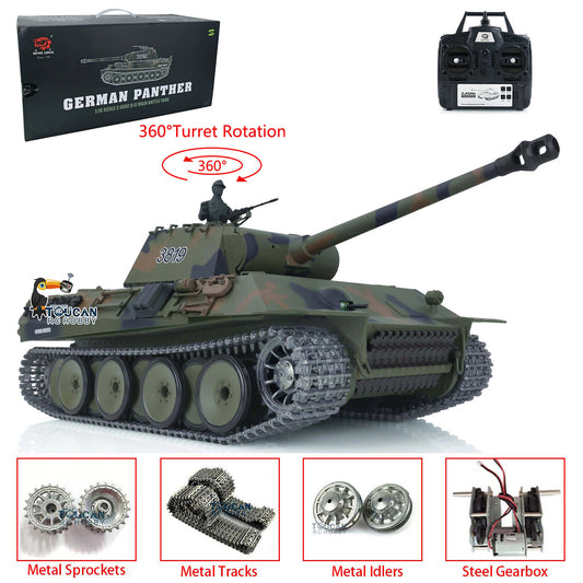 Henglong 1/16 Panther G RTR 3879 &ndash; Carro Armato RC Con Cingoli E Ruote In Metallo, Fumo E Suono