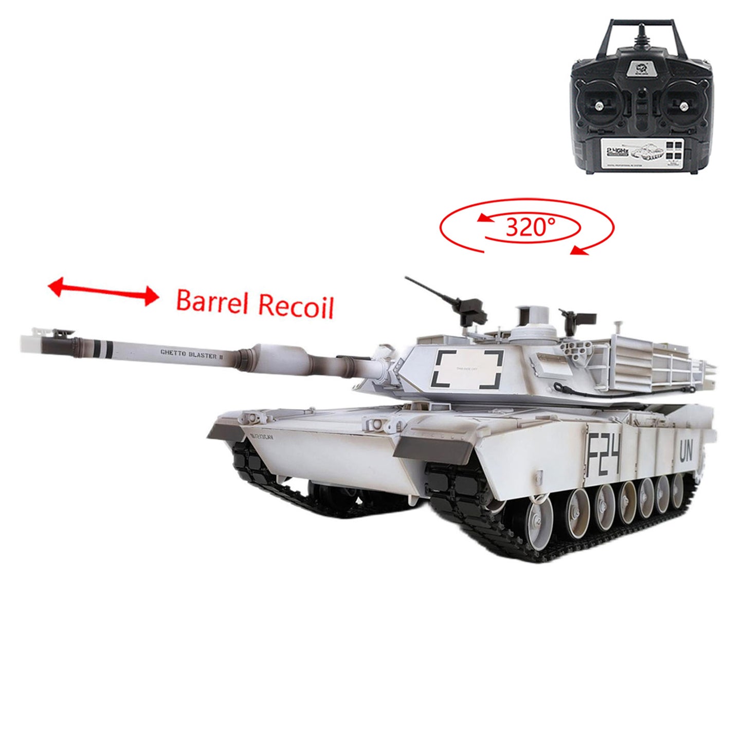 Plastic Henglong 1/16 7.0 Mainboard RC Tank  M1A2 Abrams 3918 Barrel Recoil BB IR Steel Gearbox Battery Smoke Radio 320 Degree Turret Rotation
