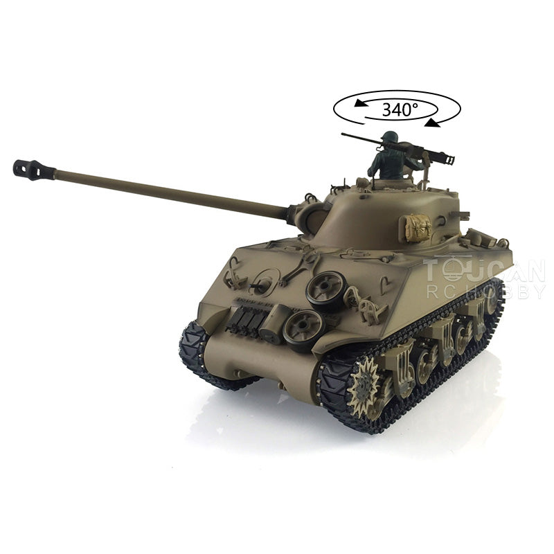 IN Stock Henglong 2.4G 1/16 Scale 7.0 Plastic Version M4A3 Sherman 3898 RTR RC Tank Model IR BB Smoke Light Sound Metal Barrel