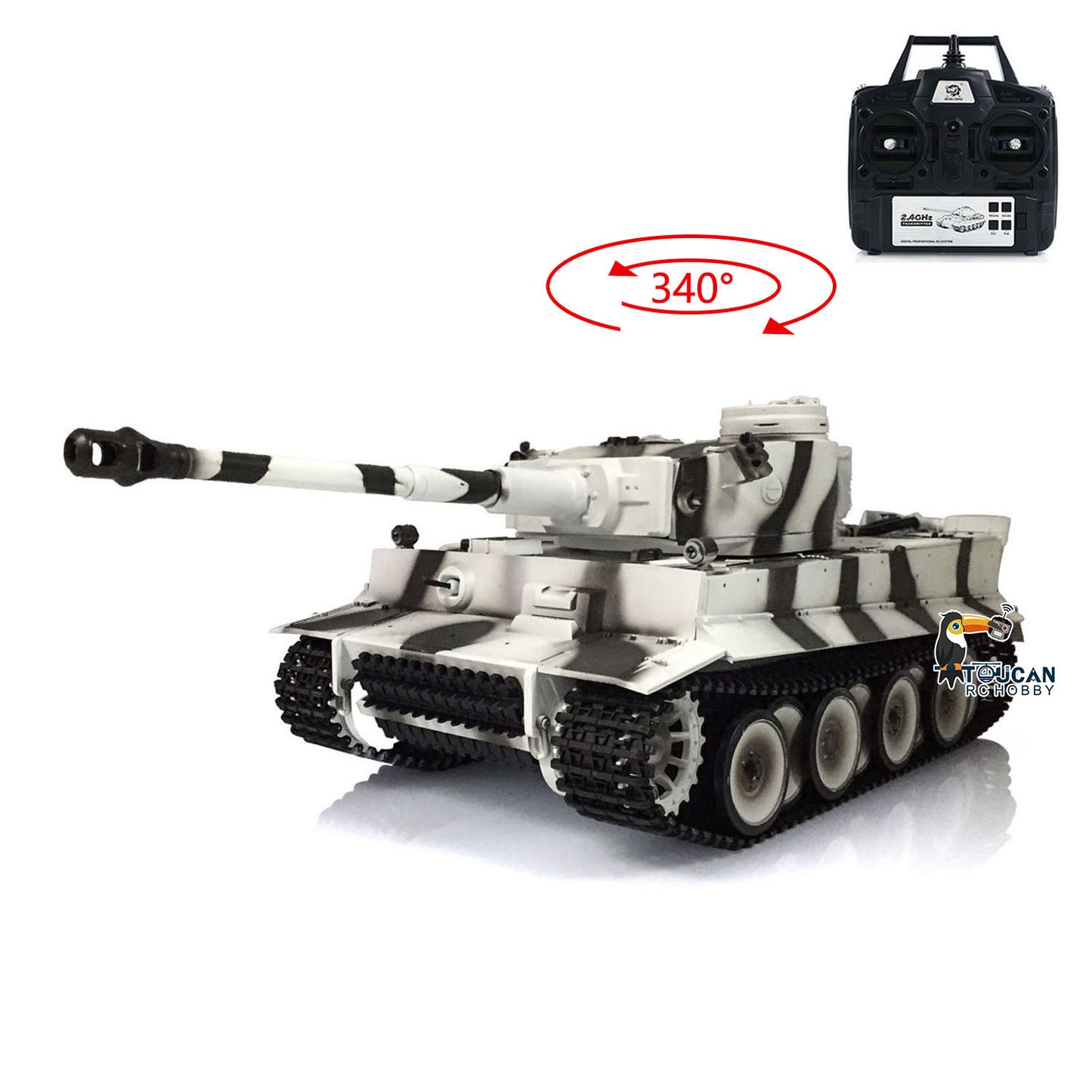 Henglong 1/16 Scale 7.0 Plastic Ver German Tiger I RTR RC Tank 3818 Model Metal Road Wheel Suspension Infrared Combating System Smoking BB Unit