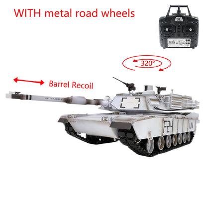 Henglong 1/16 7.0 RC Tank  M1A2 Abrams 3918 Barrel Recoil BB IR 320 Degree Turret Steel Gearbox Metal Wheels Battery Smoke Radio