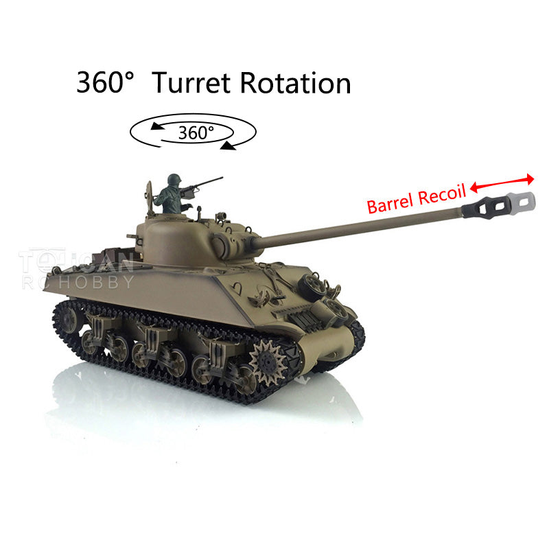 7.0 Henglong 1/16 Plastic RC Tank 3898 M4A3 Sherman Barrel Recoil Lifting Idle Smoke 360 Degree Turret Infrared Combat System BB Shooting Vehicle