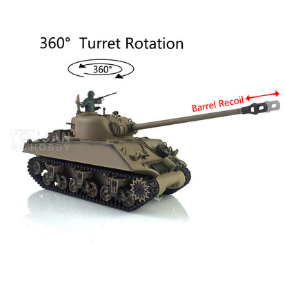 7.0 Henglong 1/16 Plastic RC Tank 3898 M4A3 Sherman Barrel Recoil Lifting Idle Smoke 360 Degree Turret Infrared Combat System BB Shooting Vehicle