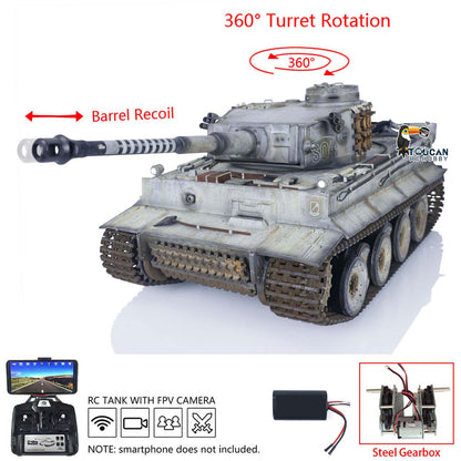 Henglong 1/16 Plastic Painted 7.0 RC Tank 3818 Tiger I Military Armored Vehicleual Spray Collection Model FPV 360 Turret
