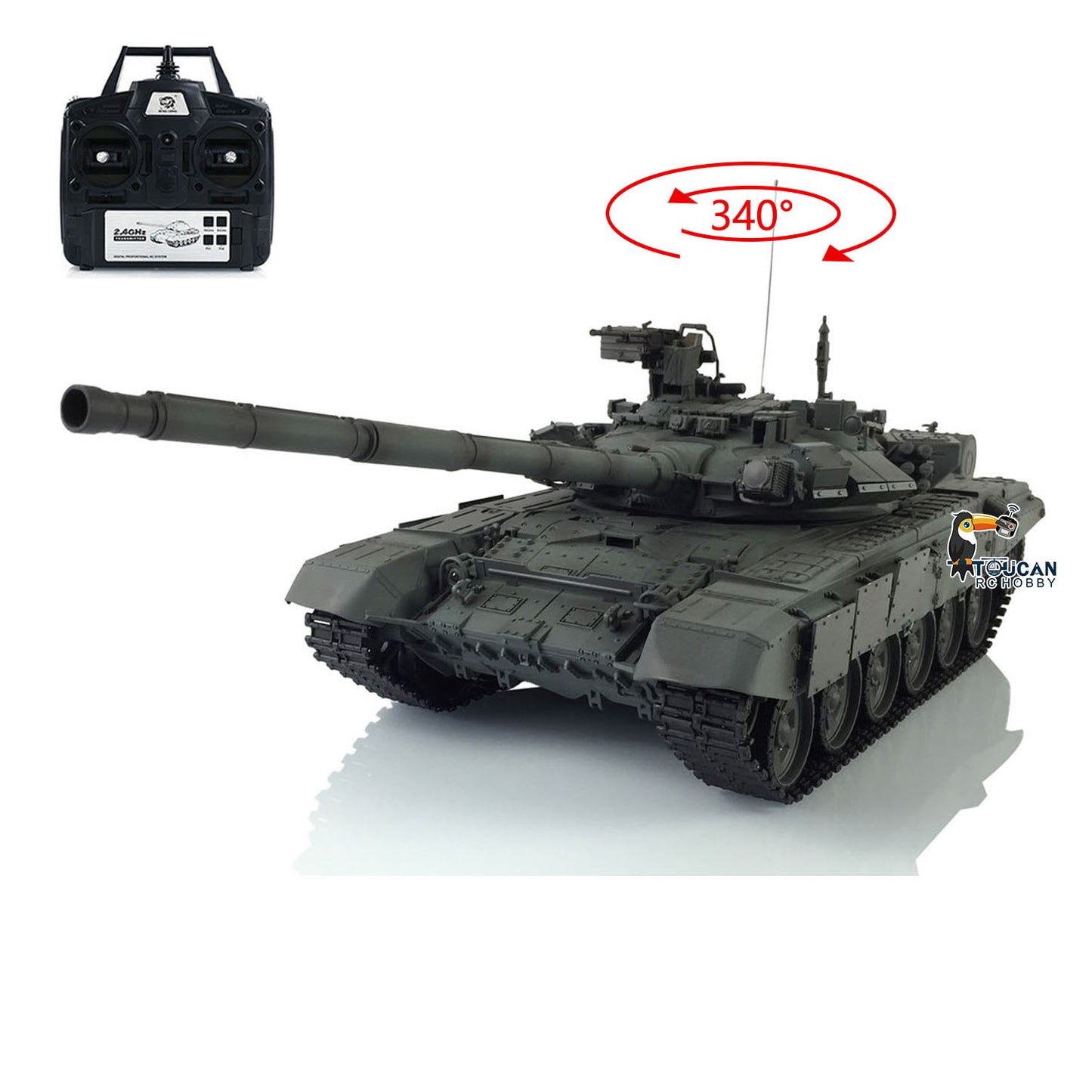 IN Stock 2.4Ghz Henglong 1/16 7.0 Plastic Ver Russia T90 3938 RTR RC Tank Remote Control Military Model BB IR 340 Degree Turret Sound Light