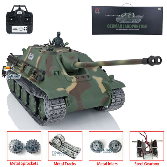 US Warehouse 1:16 Scale Henglong 7.0 German Jadpanther RTR RC Tank 3869 Model Metal Tracks Idlers Sprockets Steel Gearbox Radio System