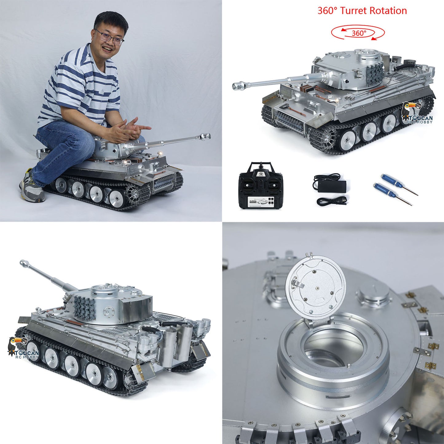 Henglong 1/8 Scale Full Metal RC Tank 3818 3918 With 360 Degree Rotating Turret Telescopic Barrel Assembled Military Battle Vehicle