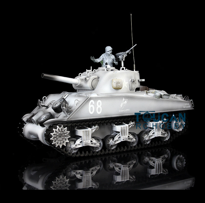 Henglong 1/16 Customized 7.0 M4A3 Sherman 3898 RTR RC Tank BB IR Smoke 360 Degree Turret Sound Light Metal Tracks Road Drive Idler Wheels