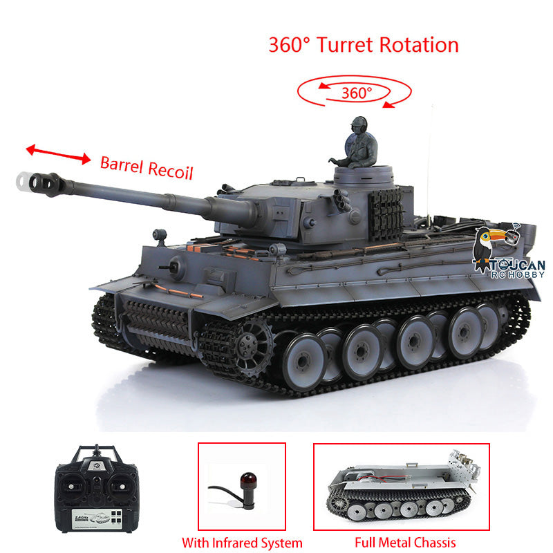 HengLong Factory 1/16 3818 Tiger 1 Radio Control Military Vehicle Full Metal Sprockets Idlers Chassis Plastic Hull RTR RC Tank Y