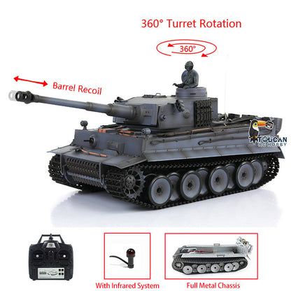 HengLong Factory 1/16 3818 Tiger 1 Radio Control Military Vehicle Full Metal Sprockets Idlers Chassis Plastic Hull RTR RC Tank Y