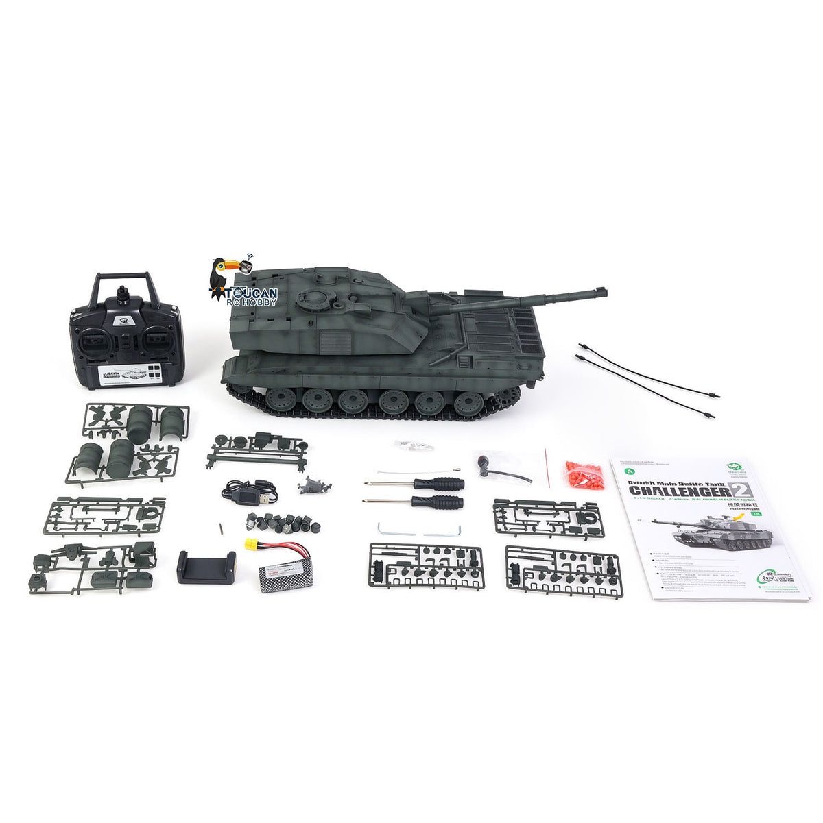 Henglong 1/16 TK7.0 Customize 3908 Challenger II RTR RC Tank with IR BB Smoke FPV 360 Degrees Turret Metal Tracks Road Drive Idler Wheels
