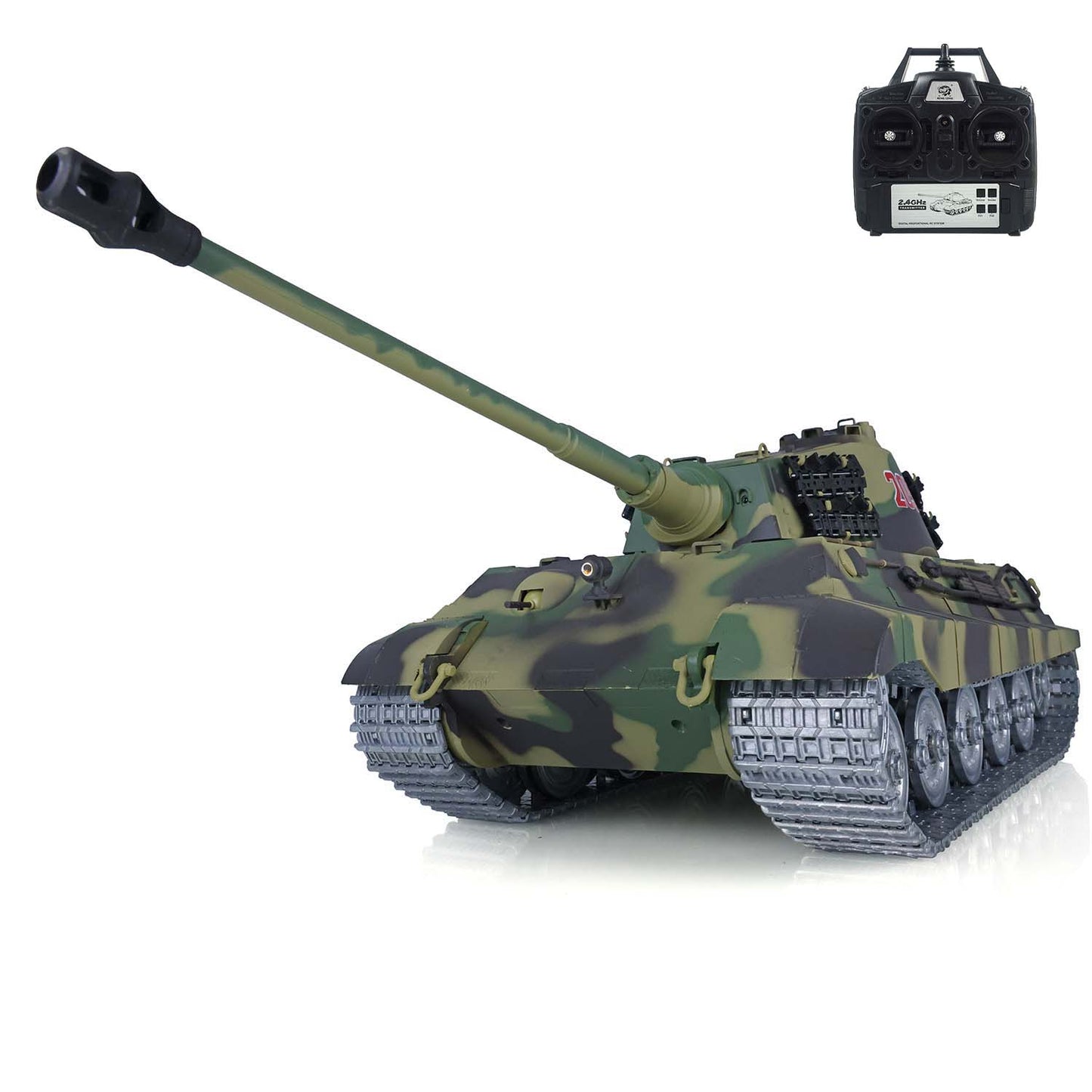 US Stock Henglong 1/16 7.0 King Tiger 3888A RTR RC Tank 360 Degree Turret Barrel Recoil IR BB Smoke Metal Drive Idler Road Wheels Tracks Gearbox